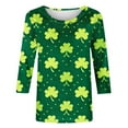 thumbnail image 6 of Womens St Patricks Day Tops Clover Graphic T Shirt 3/4 Sleeve Round Neck Tees Casual Green Irish Blouses St Pattys Shirts Women, 6 of 6