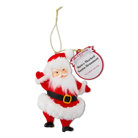Mr. Christmas 5-inch Flocked Dancing Santa Ornament, Red