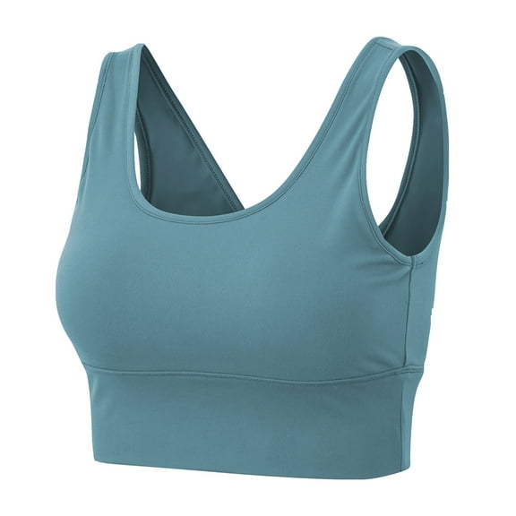 Toptie Women's Yoga Sports Bra, Padded Bra Vest Crop Tank Top for Workout Fitness (Blue)