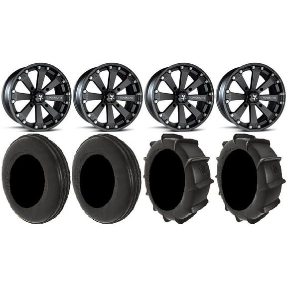 MSA Black Kore 14" UTV Wheels 28" Dune Tires Honda Pioneer