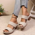 thumbnail image 2 of Xucatan Women's Snake Print Block Heel Mules, Double Strap Open Toe Slides with Faux Leather, Textured Chunky Heel Sandals, Versatile Summer Office Footwear Gift, 2 of 9
