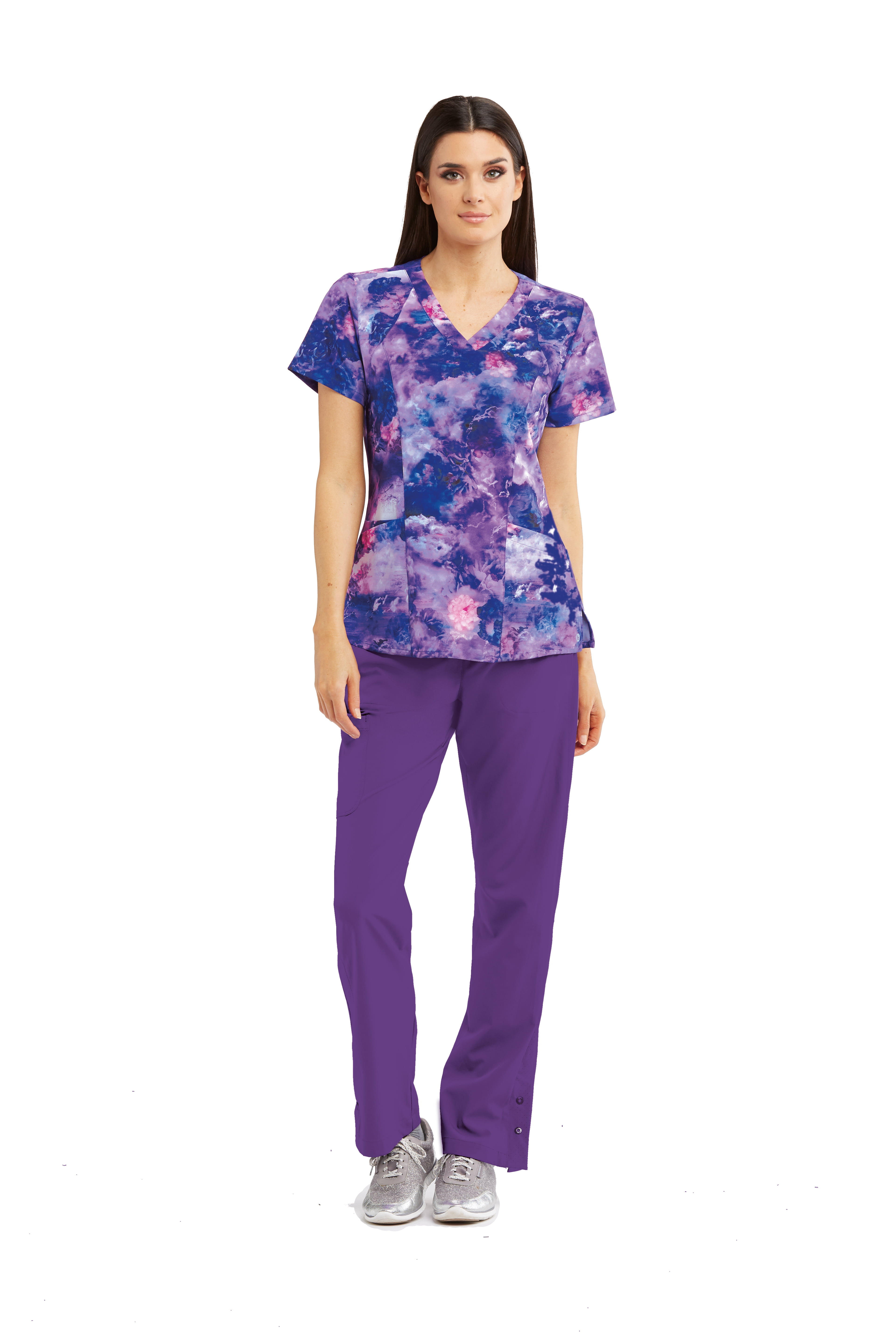 Barco One Barco One Women's 5107 VNeck Print Scrub Top Stormy