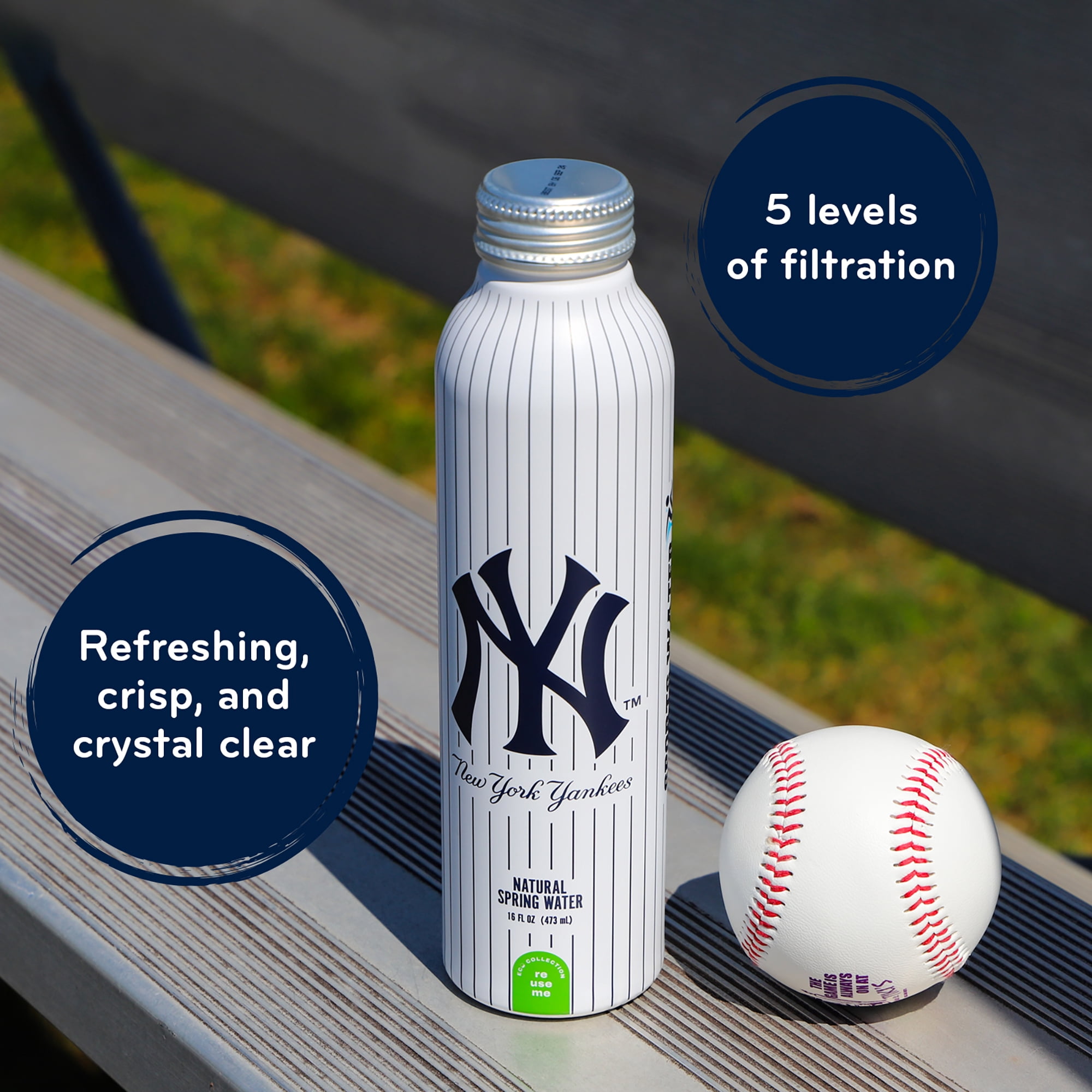 Sports Water Yankees Aluminum Water Bottle, Bottled Water, 12 X 16.9 oz