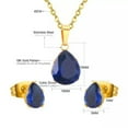 thumbnail image 3 of EOEMY Stainless Steel Women'S Unisex Set 18 Inch Necklace Earrings Drop Zirconia Y78-Blue, 3 of 4