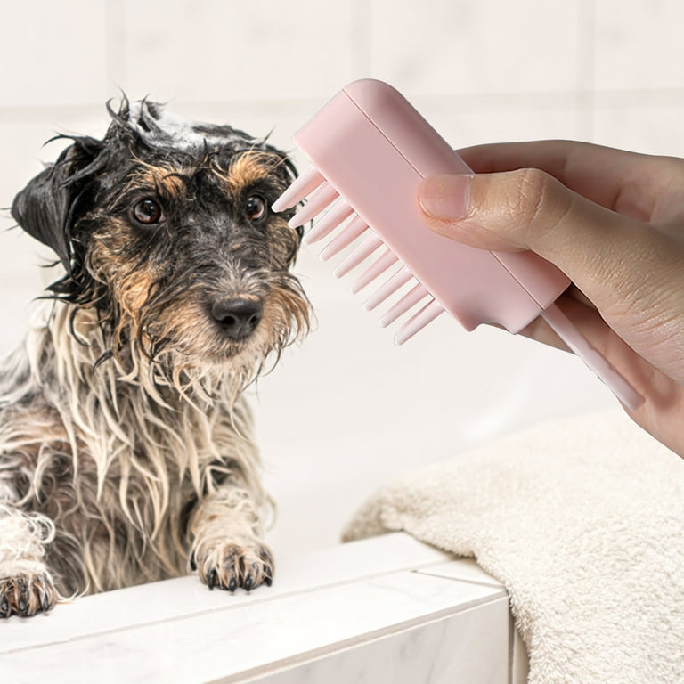 Dog Bath Brush,Rubber Dog Shampoo Grooming Brush, Silicone Shower Wash  Curry Brush, Pet Scrubber for Short Long Haired Dogs Cats Massage Comb,  Soft