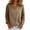 Khaki, variant on Women's Plus Size V Neck Cotton Linen Shirts Long Sleeve Fashion Blouse Loose Fit Casual Solid Color Work Pullover Tops, Light Brown, Size 2XL