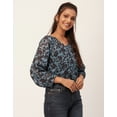 thumbnail image 3 of Moomaya Printed V-Neck Tops For Women, 3/4Th Sleeve Sheer Summer Tunic Shirt, 3 of 9