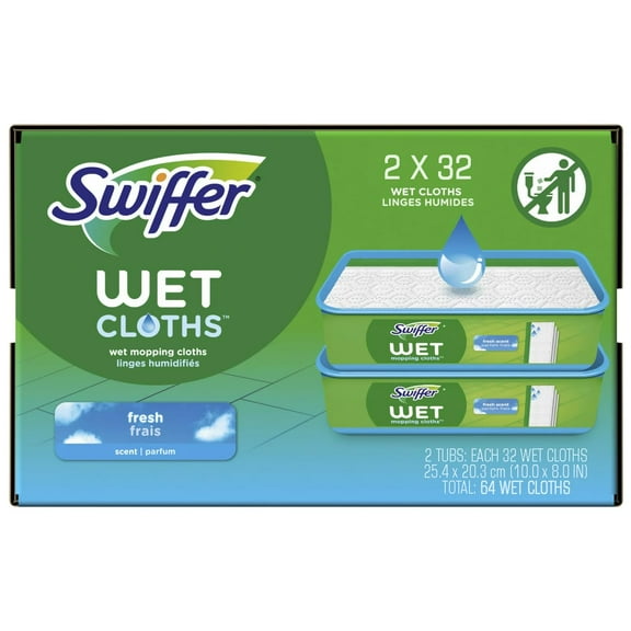 Swiffer Sweeper Wet Mopping Cloths Refills Open Window Fresh 32 Count Pack of 2