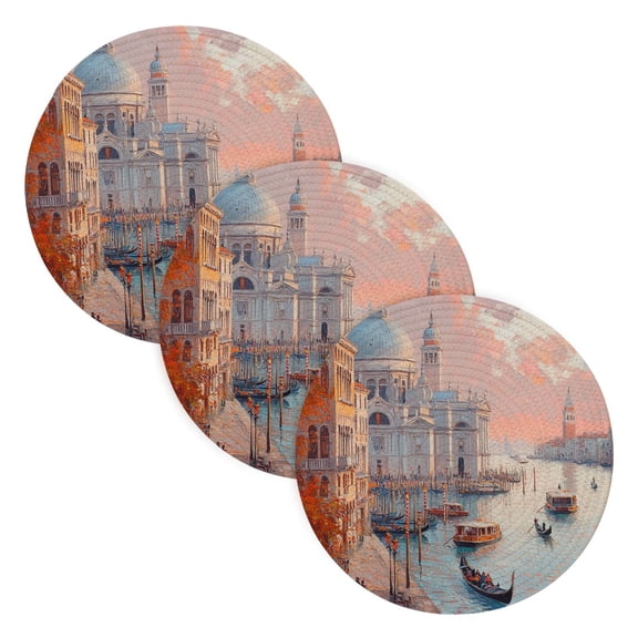 BZSMCE Mats for Pots,Pans Place Autumn Church View Simple Style Pattern Pot Mats