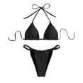 thumbnail image 4 of QUNYINEY Women's Swimsuits Bikinis Spaghetti Straps Solid Bathing Suit Two Piece High Waisted Swimsuit Sets, 4 of 6