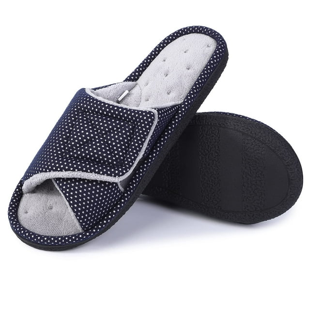 Oyang Men's Fuzzy House Slippers with Arch Support Orthotic Heel Cup Sandals, Velcro Slippers ...