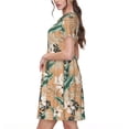 thumbnail image 2 of Balery Tropical Leaves Flower Pattern Womens Dresses Loose Short sleeve Sundresses Swimsuit Coverup 2025 Summer Casual Dress for Women - A-Line Swing Dress, 2 of 6