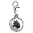 thumbnail image 1 of Wild Black Wolf Head Antiqued Bracelet Pendant Zipper Pull Charm with Lobster Clasp, 1 of 4