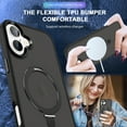 thumbnail image 6 of Designed for iPhone 16 Plus Case with Magnetic Invisible Ring Stand [Compatible with Mag-Safe] Translucent Shockproof Anti-fall Kickstand Slim Fit Phone Case Cover for Wowen Men,Black, 6 of 6