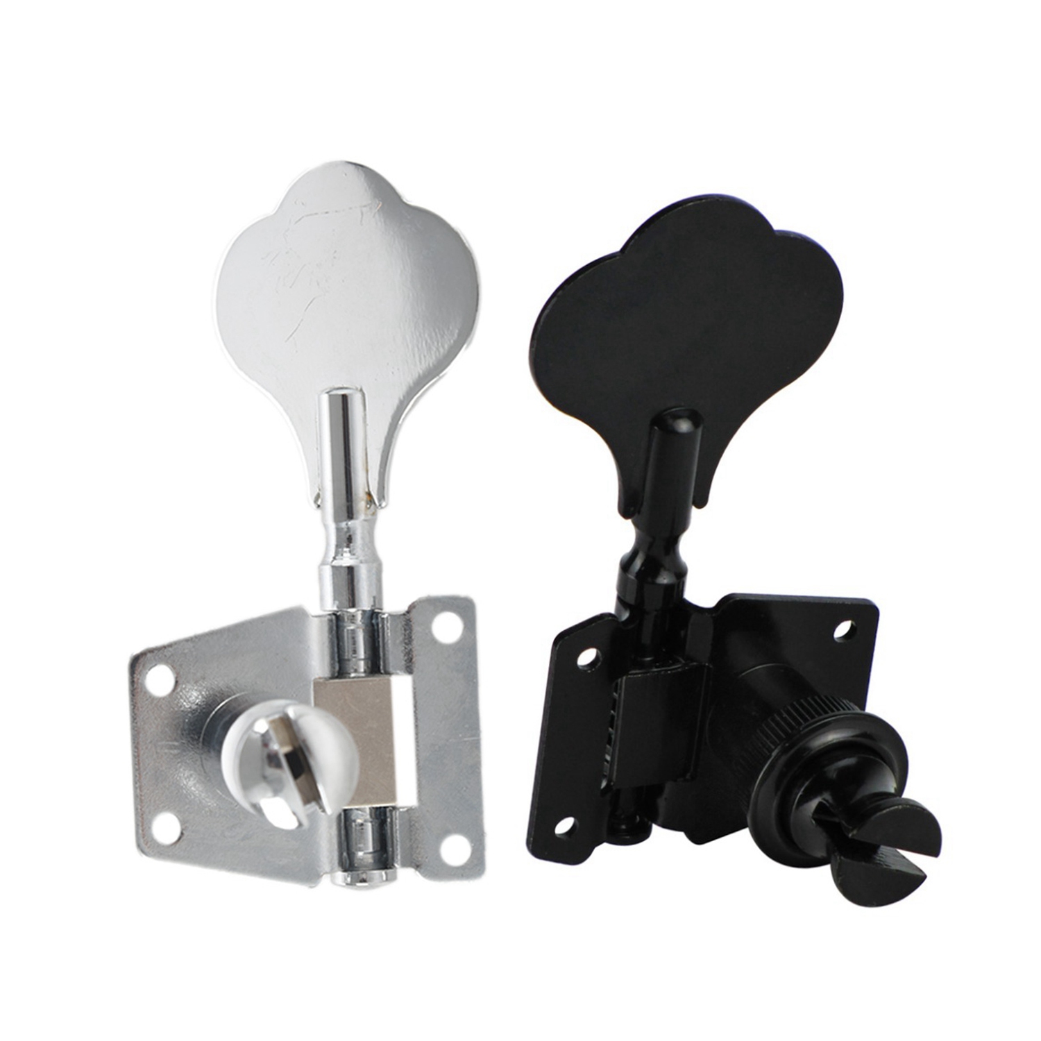 10Pcs Vintage Open Bass Guitar Tuning Keys Pegs Machine Heads Tuners - 5Pcs Silver & 5Pcs Black