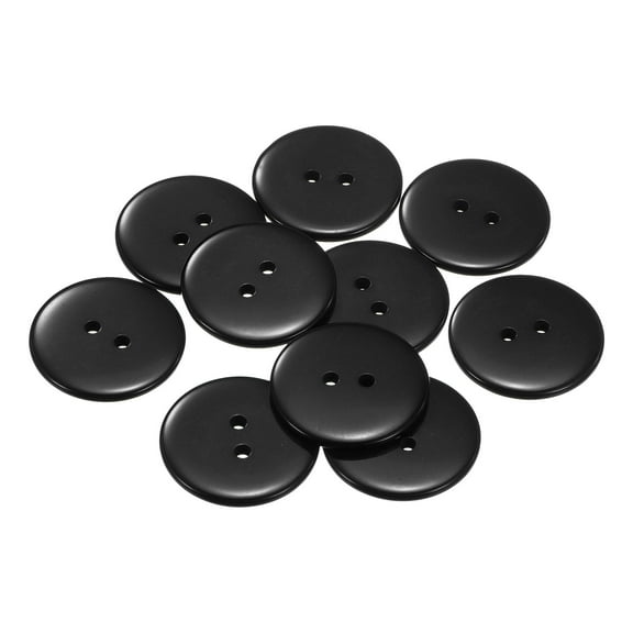 Uxcell 10Pcs Sewing Button 1"(25mm) 2 Holes Resin Round Craft Replacement Buttons, Black