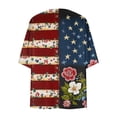 thumbnail image 4 of Women's Independence Day 3/4 Sleeve Star Floral Flag Print Cover Ups Boho Loose Fit American Flag Graphic Cardigans 4th of July Holiday Casual Kimonos, 4 of 5