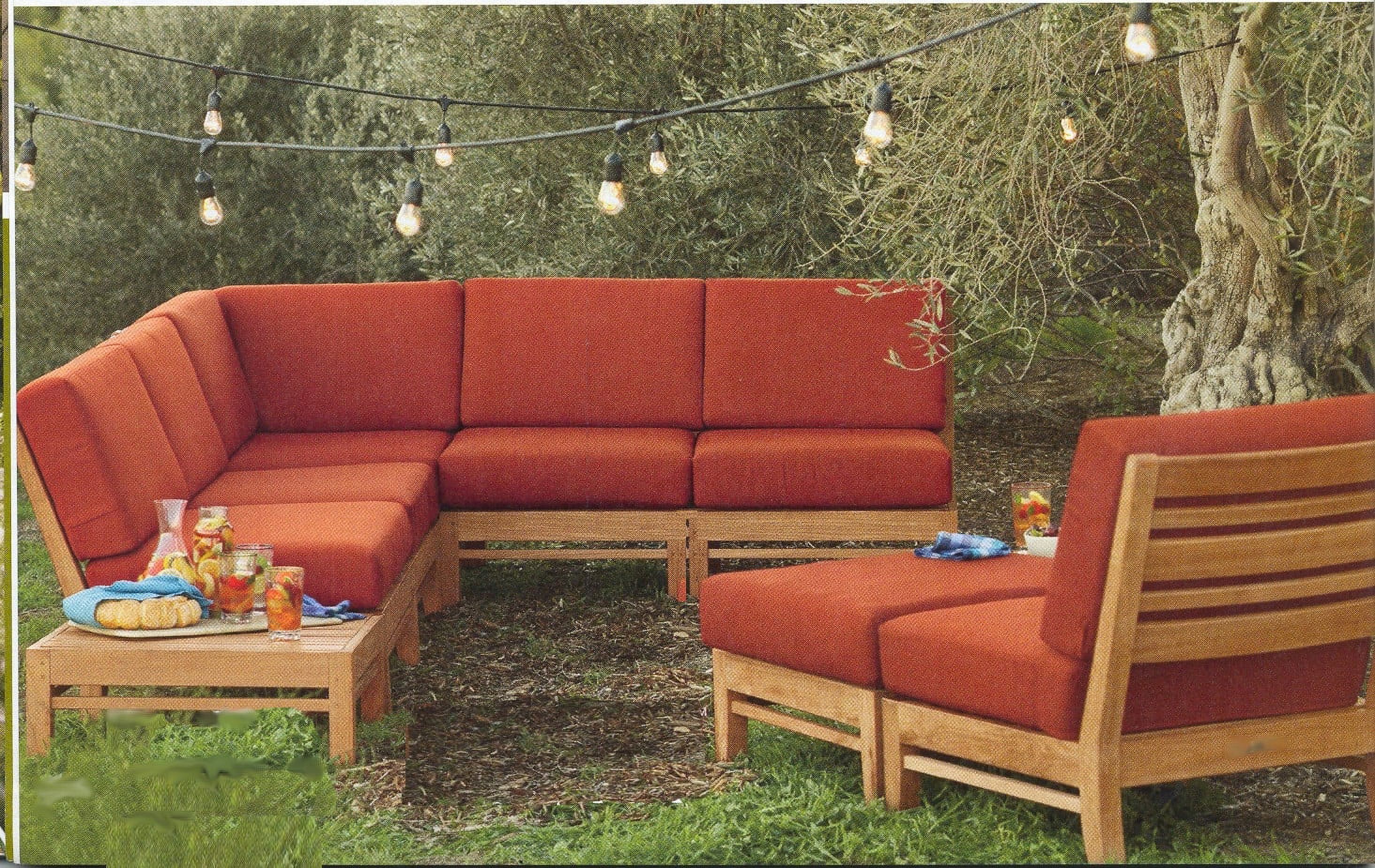 WholesaleTeak Outdoor Patio Grade-A Teak Wood 7 Piece Teak Sofa / Sectional Set - 4 Lounge Chair, 1 Corner Pc, 1 Ottoman & 1 Side Table -Furniture only -- Ramled collection #WMSSRM4 - image 5 of 6