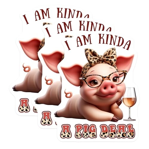 (3 Pack) Pig Decals - Funny Piggy Stickers - Laptop Decal - 3 Inches On Longest Side - Easy Peel & Apply - Made in USA - 3MCS6710