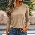 thumbnail image 6 of PBFRDSJ Women's Crew Neck Stripe Blouse, Long Sleeve Textured Casual Top, Relaxed Fit Daily Wear Shirt, Sizes S-5XL, 6 of 6
