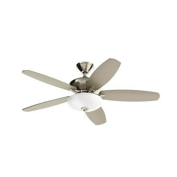 5 Blade Ceiling Fan with Light Kit in Modern Style-17.5 inches Tall and 52 inches Wide-Brushed Stainless Steel Finish-Silver Blade Color Bailey Street