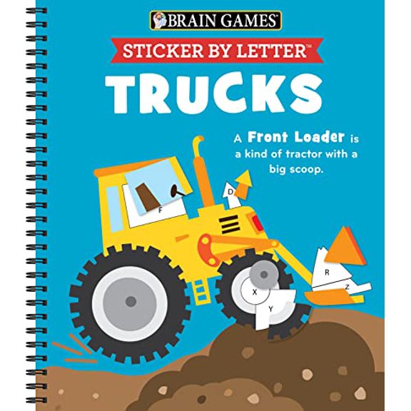 Pre-Owned Brain Games - Sticker by Letter Brain Games - Sticker by Letter: Trucks, (Spiral-Bound)