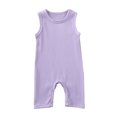 thumbnail image 1 of Infant Solid Color Romper, Sleeveless Round Collar Ribbed Cloth One-piece, 1 of 9