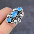 thumbnail image 3 of Natural Blue Chalcedony Gemstone Handmade 925 Sterling Silver Ring Size 7.5, 3 of 4