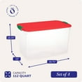 thumbnail image 4 of HOMZ 112-Quart Holiday Clear Plastic Ornament Storage, Red/Green, 4 Pack, 4 of 10