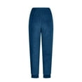 thumbnail image 5 of Feancey Womens Fleece Sweatpants Cinch Bottom Casual Fuzzy Pajama Pants High Waisted Drawstring Joggers Winter Plush Warm Lounge Trousers with Pockets Blue M, 5 of 9