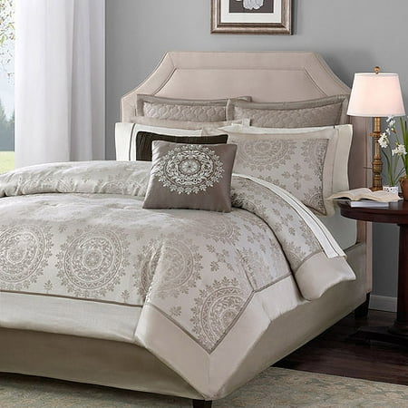 Home Essence Madeline 12-Piece Comforter Set, Tan