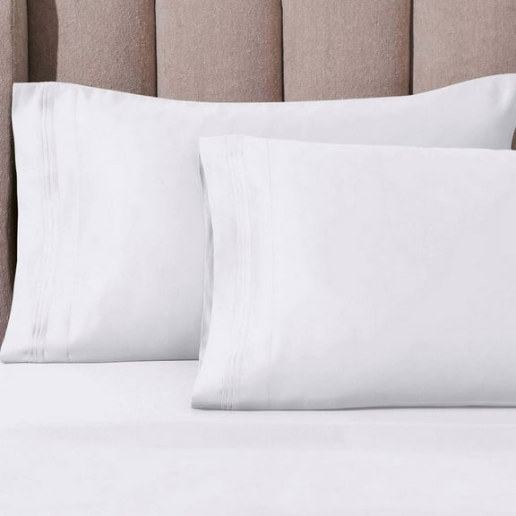 Superior 1000 Thread Count Egyptian Cotton Pillowcases Soft Breathable Set of 2, White, King
