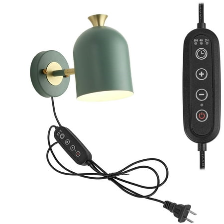 

FSLiving Dimmable and Timing Wall Lamp Mid Century Modern Wall Sconce with 6 Feet On/Off Switch Plug-in Cord Macaroon Adjustable Lampshade for Bedroom Bathroom - 1 Light(Green)