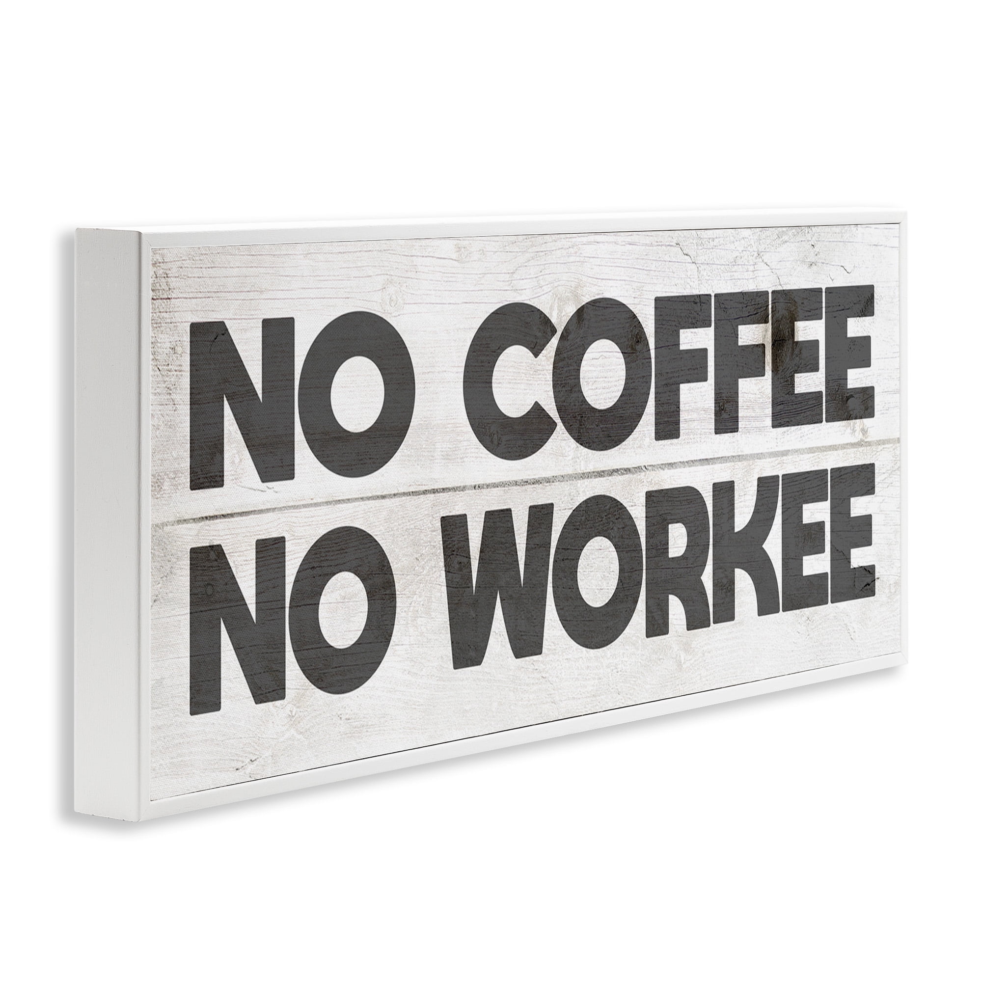 Stupell Industries No Coffee Funny Office Phrase Typography Painting White Framed Art Print Wall Art, 30 x 13