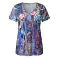 thumbnail image 3 of T-shirt Imprimé à Manches Courtes avec Fleurs Colorées pour Femmes, 3 of 8