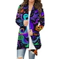 thumbnail image 3 of Kilaqueen Cute Cat Pumpkin Printed Womens Cardigan Fashion Plus Size Lightweight Cardigans Open Front Long Sleeve Fall Blouses Comfy Halloween Cardigan, 3 of 7