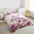 thumbnail image 3 of Homewish Luxury Princess Castle Bedding Comforter Set,Brauty Flower Floral Twin Comforter Sets,Fairy Tale Theme Bedding Set For Girrl Kids,Breathable Home Decor Reversible,2pcs, 3 of 8