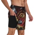 thumbnail image 2 of Bingfone Casino King And Playing Cards for Men's Double Layer Swimming Trunks with Lining, Drawstring Style with Pockets Beach Shorts Men's Swimsuit-XX-Large, 2 of 6