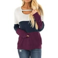 thumbnail image 1 of Women's Long Sleeve Tunics Color Block Cutout Sweatshirt Loose Fit Tops, 1 of 5