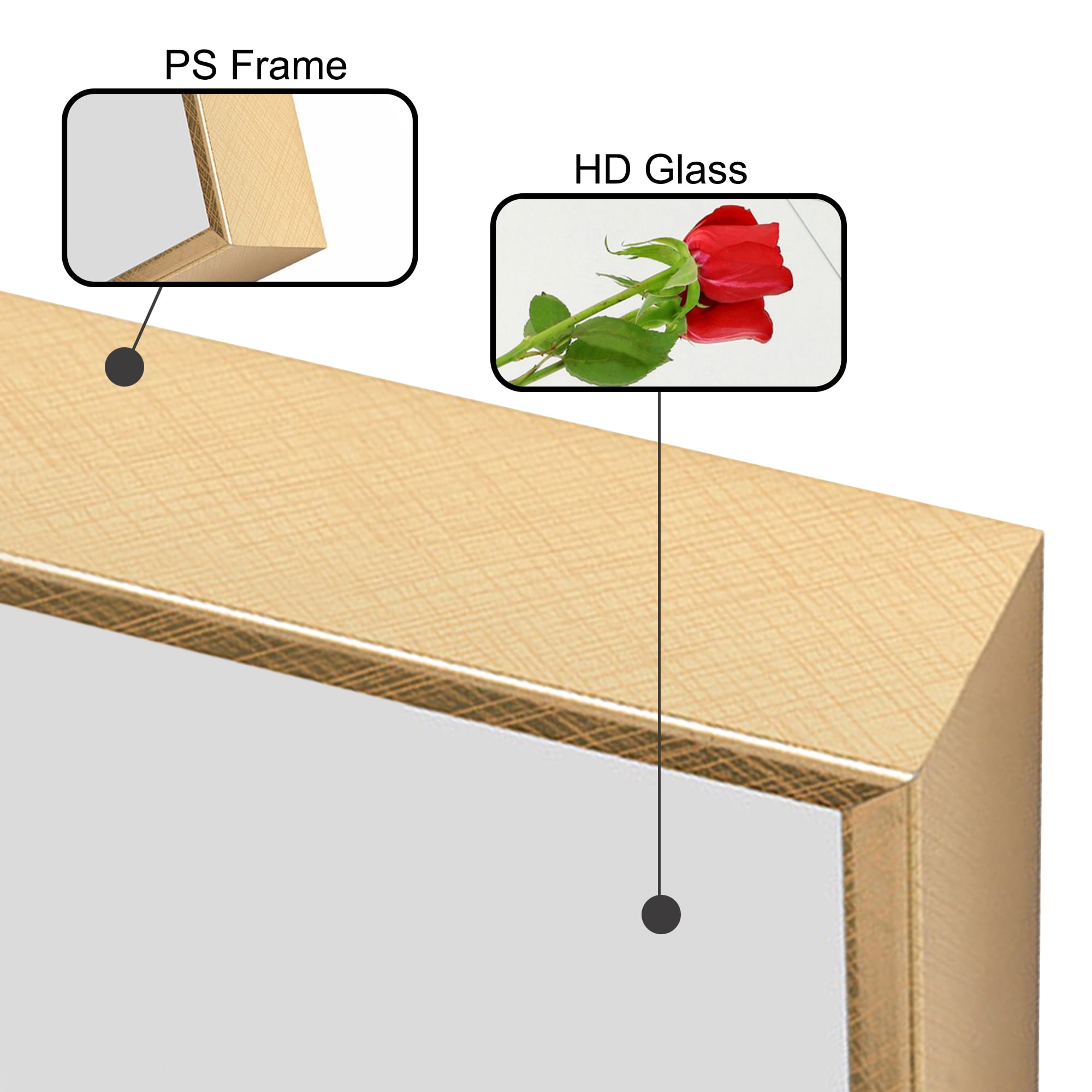 32"x24" Wall Mounted Mirror Rectangle Mirror PS Frame for Living Room Bathroom Bedroom,Gold