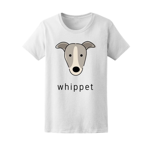Cute Whippet Puppy Dog Cartoon T-Shirt Women -Image by Shutterstock, Female x-Large