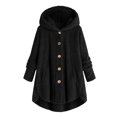thumbnail image 1 of Lindbes Clearance Womens Plus Size Button Jacket Plush Solid Color Hooded Jacket Loose Cardigan Coat Winter Jacket Sweater, 1 of 5