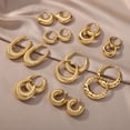 thumbnail image 2 of Pendientes de aro gruesos redondos para mujer, aretes de acero inoxidable chapados en oro, joyería de boda impermeable, envío gratis, 2 of 4
