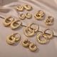 thumbnail image 2 of Pendientes de aro gruesos redondos para mujer, aretes de acero inoxidable chapados en oro, joyería de boda impermeable, envío gratis, 2 of 4