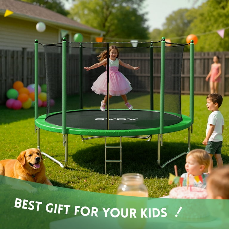 GVDV Outdoor Trampoline, 8' Backyard Recreational Trampoline with