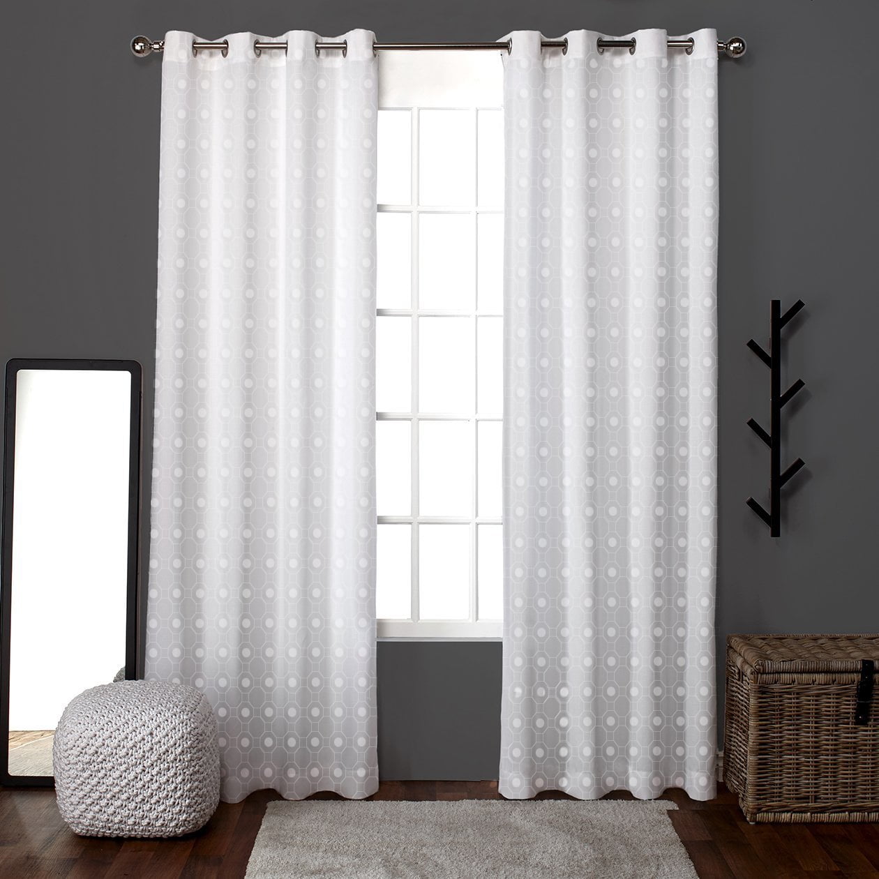 Dainty Home Doreen Textured Geometric Print Grommet Window Curtain