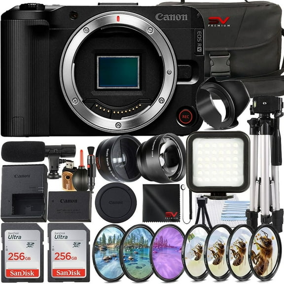 Canon EOS R50 V Mirrorless Camera (Body Only) with 2 Pack SanDisk 256GB Memory Card   Case   Tripod   SV Premium Accessory Bundle (International Version)