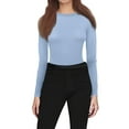 thumbnail image 5 of Womens Long Sleeve Shirts Basic Compression Going Out Crop Tops Fall Fashion Y2K Clothes 2025 Light Blue M, 5 of 5