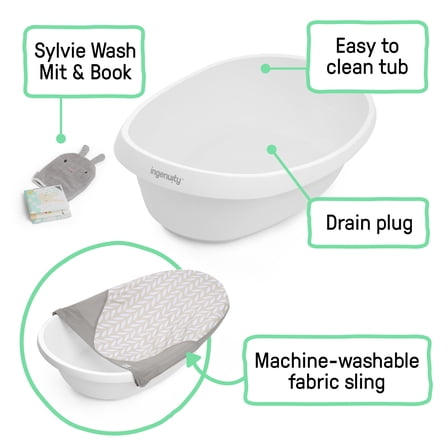 Ingenuity Sylvi 3-in-1 Grow with Me Baby Bathtub, Plastic, Ages 0-24 Months