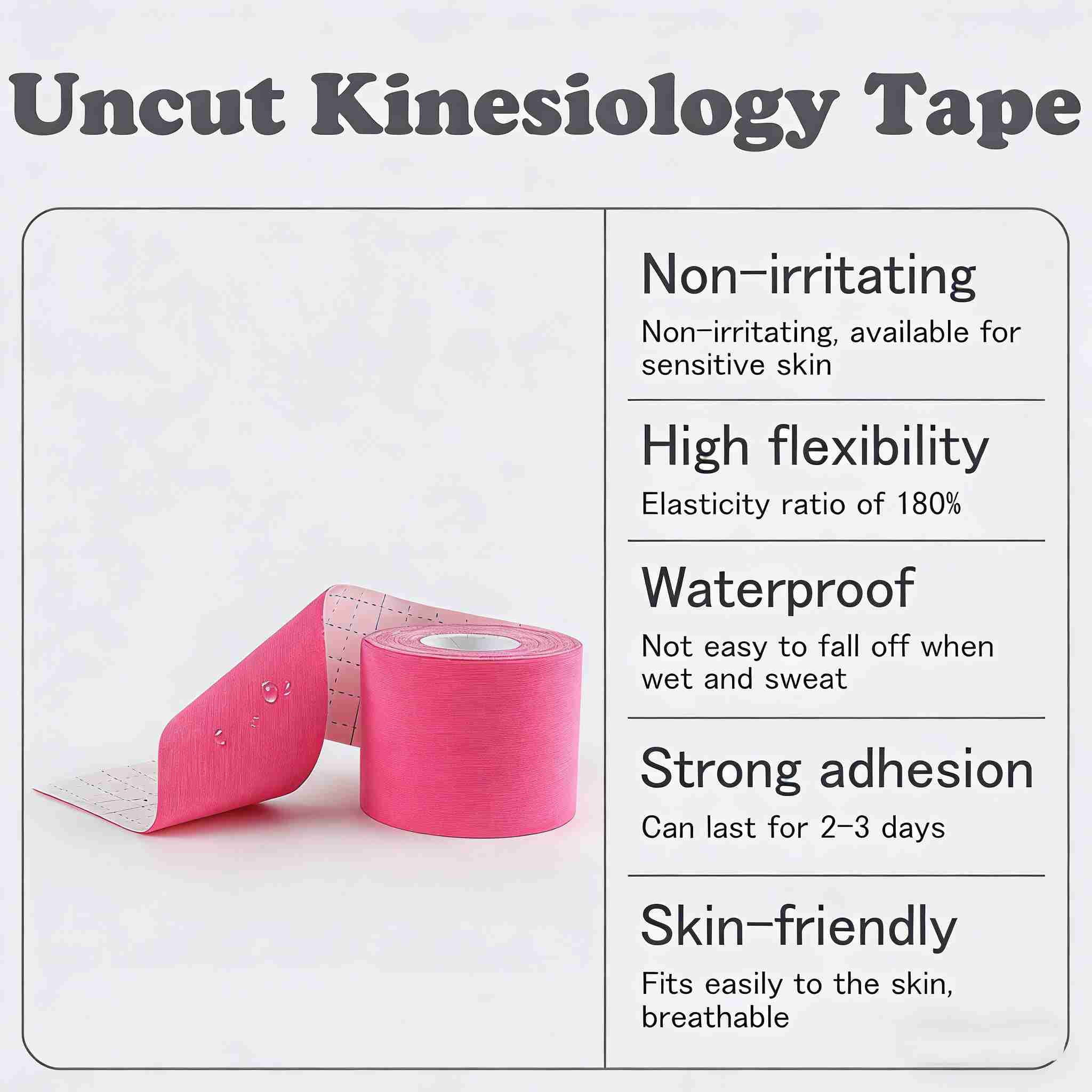 2 Rolls Kinesiology Tape, 4in x 5.5yd Breathable Muscle Support Adhesive Sport Tape for Knee Pain Relief, Latex Free Cotton Elastic Uncut Strips for Joints, Back, Ankle, Shoulder, Wrist(Beige)